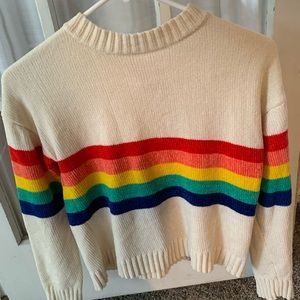 Colorful creme/white colored turtle neck sweater